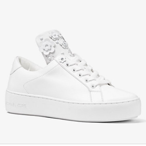 Michael Kors Shoes - Michael Kors Mindy Floral Applique Leather Sneakers, Size 8.5